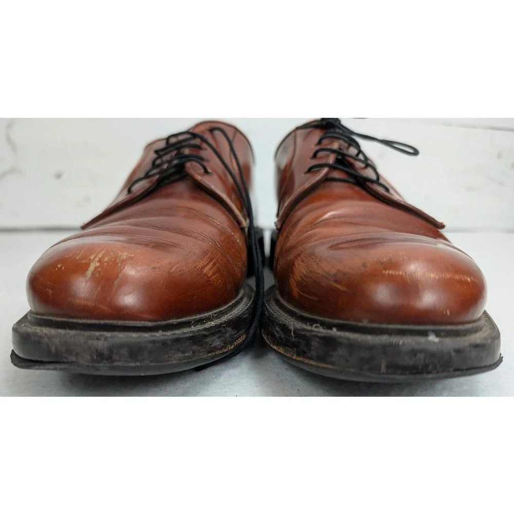 Unbranded Mens 9 EU 43 Cognac Leather Derby Shoes Vibram Soles
